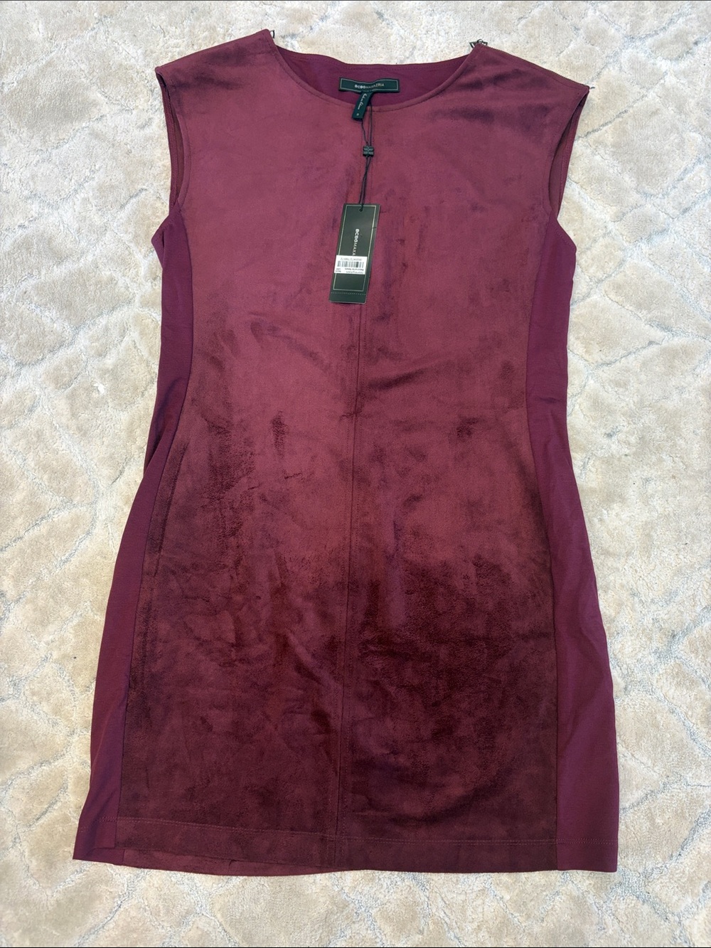 New BCBG Karlee Sleeveless Burgundy Sheath Dress
